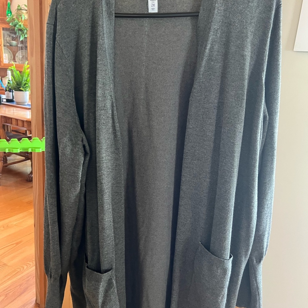 Women's Gray Open Front Cardigan